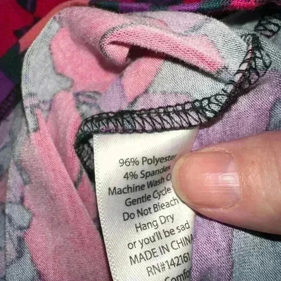 Lularoe XS purple & pink abstract floral Randy baseball  T. Black raglan sleeve‎ - Picture 5 of 7